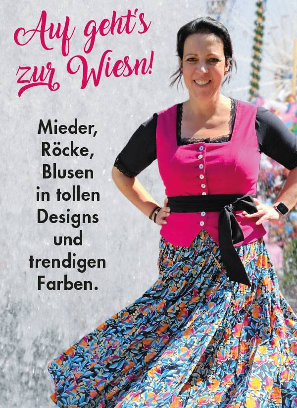 Bunter Rock mit pinkem Trachtenmieder